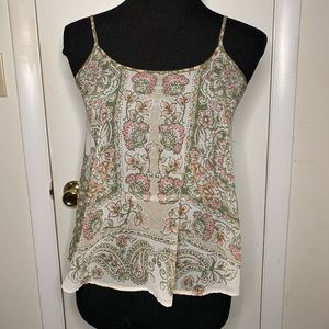 Aeropostale Green Floral Paisley Sheer Tank cami
